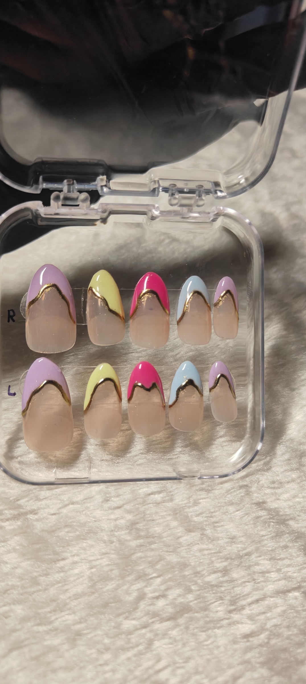 Multi coloured french nails 