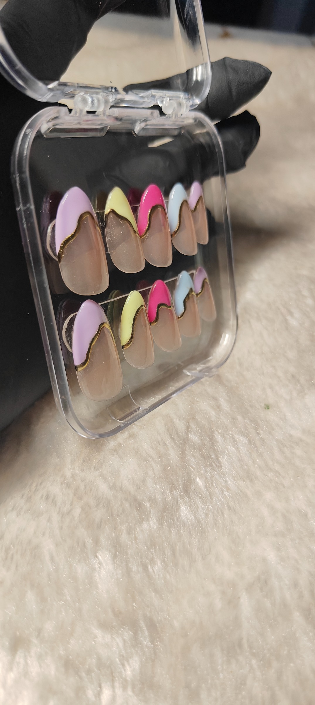 Multi coloured french nails  - Image 3